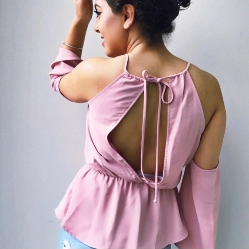 Cold Shoulder Pink Blouse